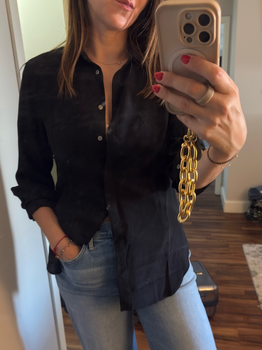 J. Crew Black Button-Down Blouse